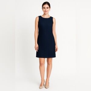 Gap Navy Blue Eyelet Tapestry Cotton Shift Dress Sz 4 NWT